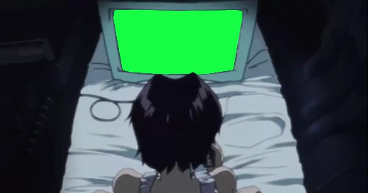 Anime Character Watching Tv Green Screen Meme Download Video
