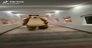 Bear Costume Running Down Hallway Meme Video