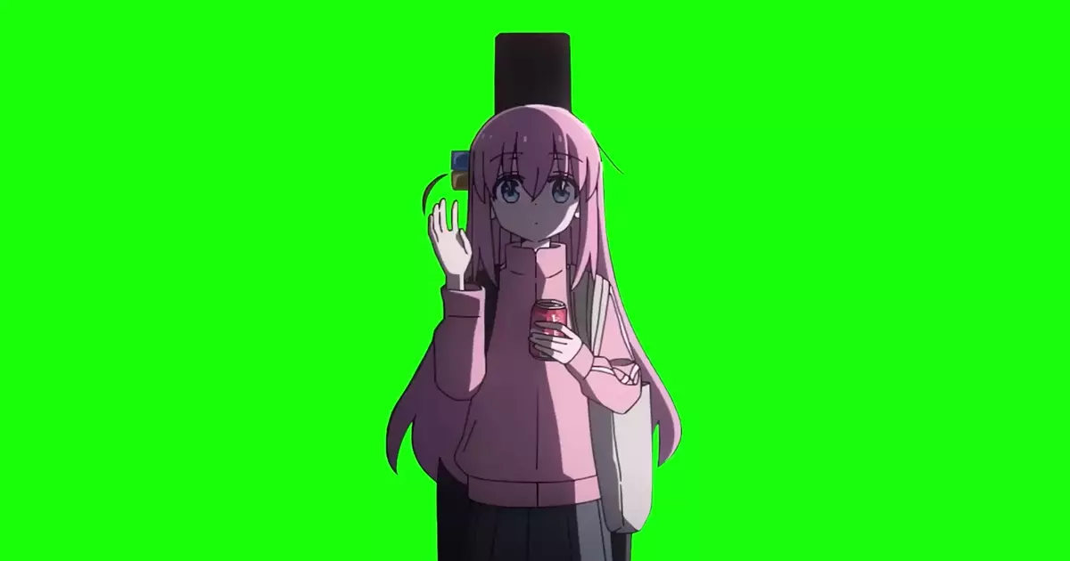 Bocchi The Rock Hitori Waving Green Screen Meme Download Video