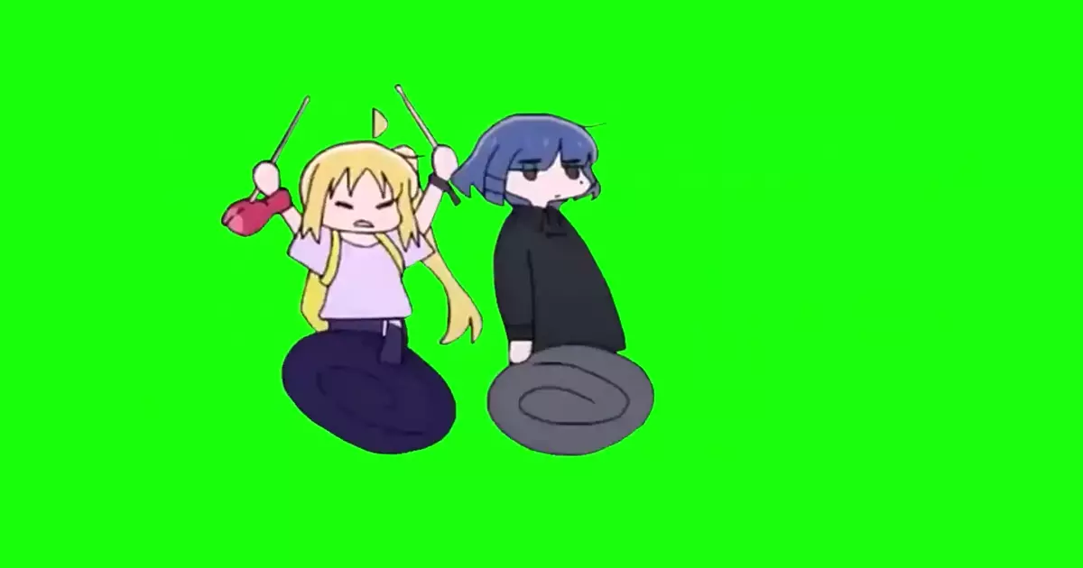 Bocchi The Rock Nijika Chasing After Ryo Green Screen Meme Download Video