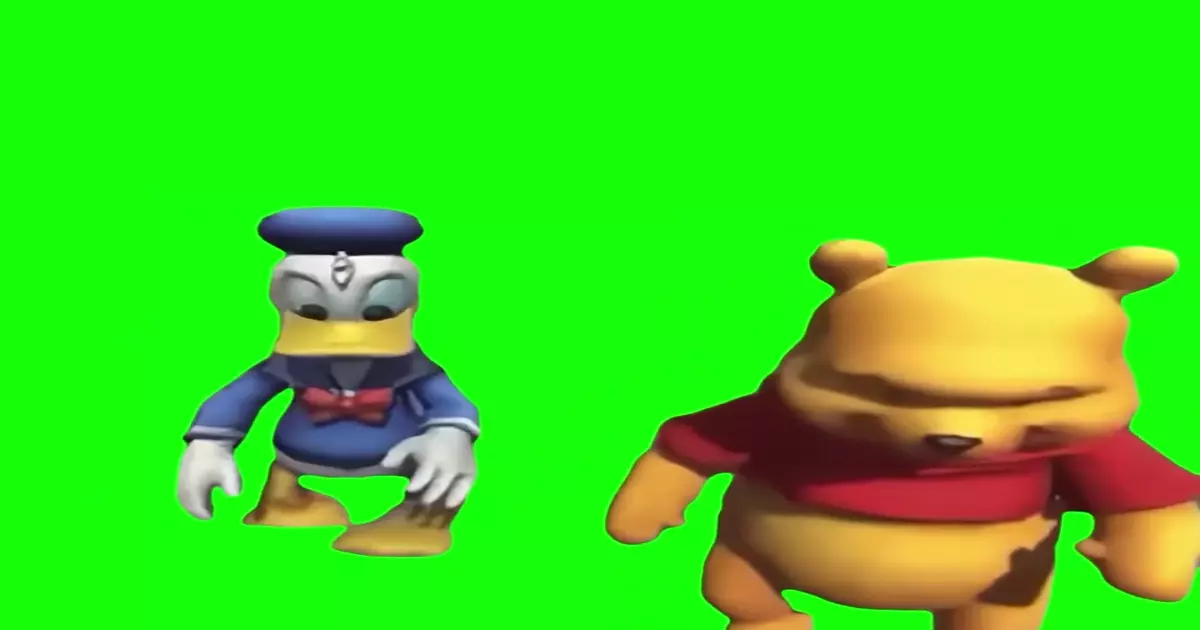 Donald Duck And Winnie The Pooh Dancing Green Screen Meme Download Video