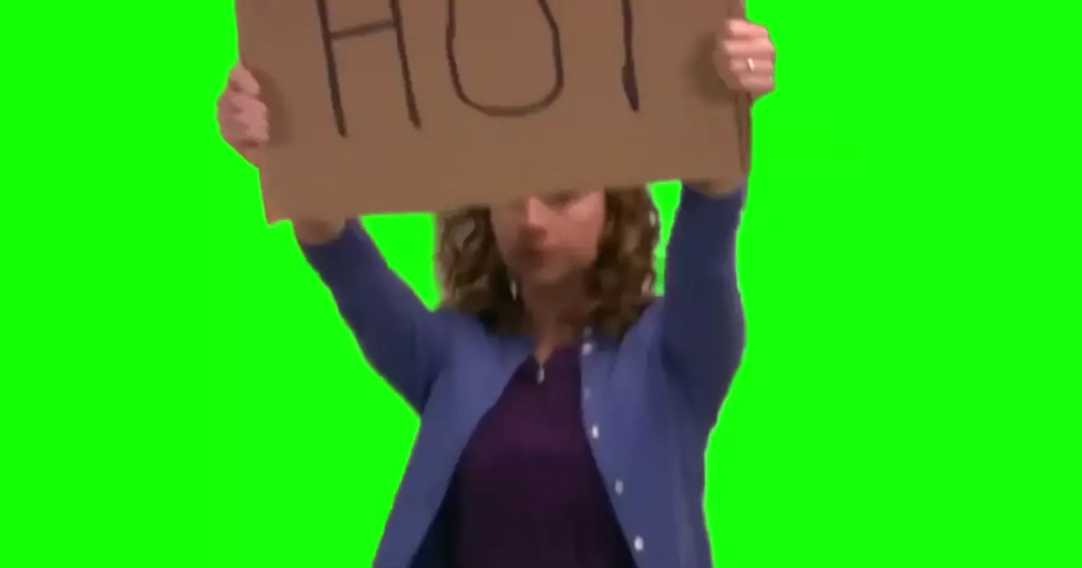 Pam From The Office Holding Up A Hot Sign Green Screen Meme Download Video