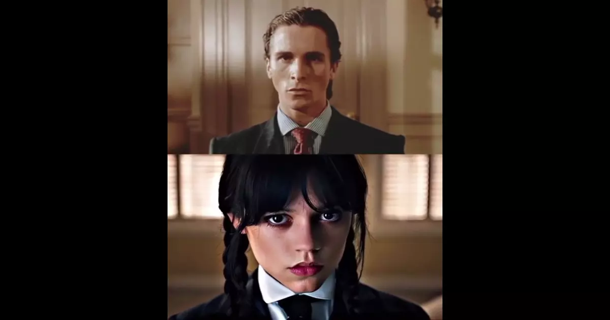 Patrick Bateman X Wednesday Addams Staring Meme Download Video