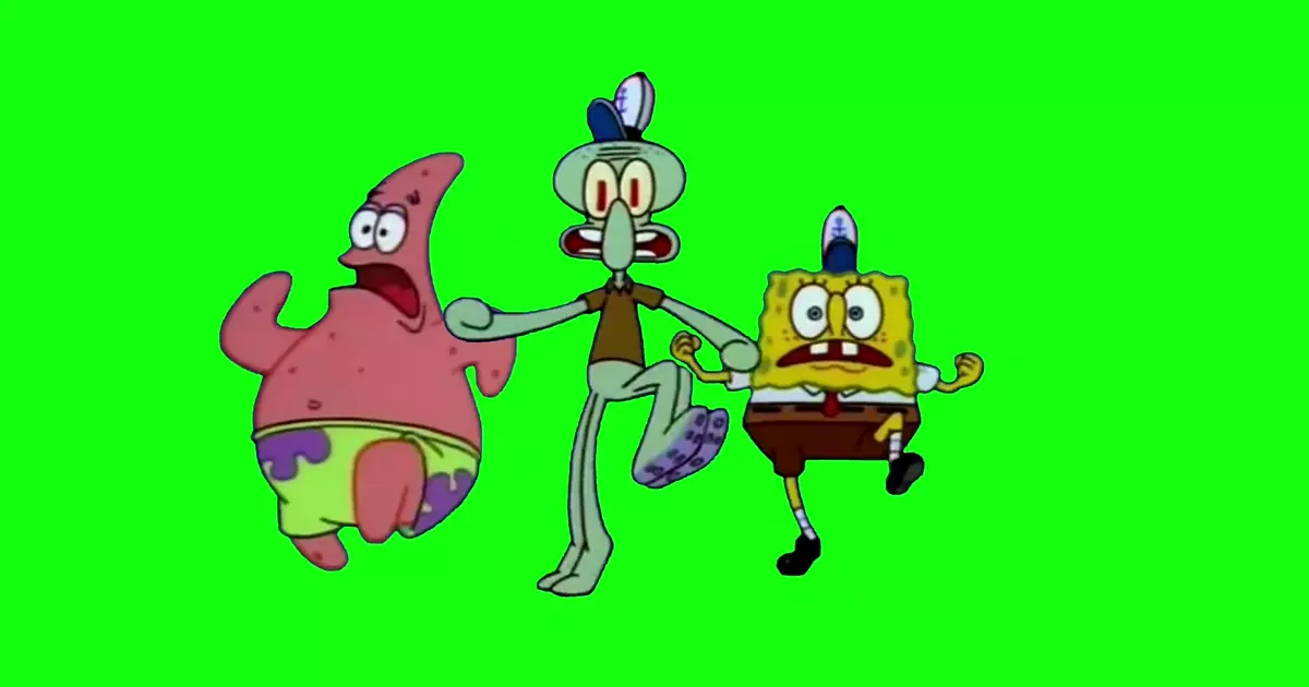 Spongebob And Patrick Running Green Screen Meme Download Video