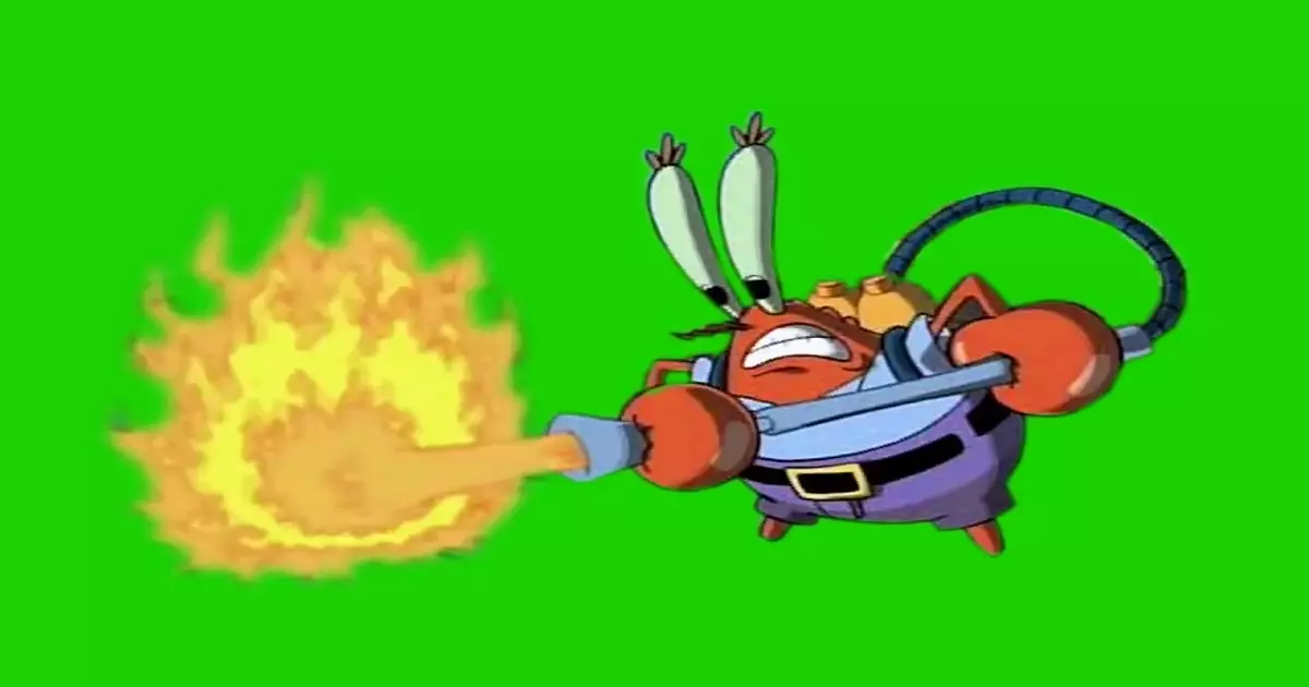 Spongebob Mr Krabs Flamethrower Green Screen Meme Download Video