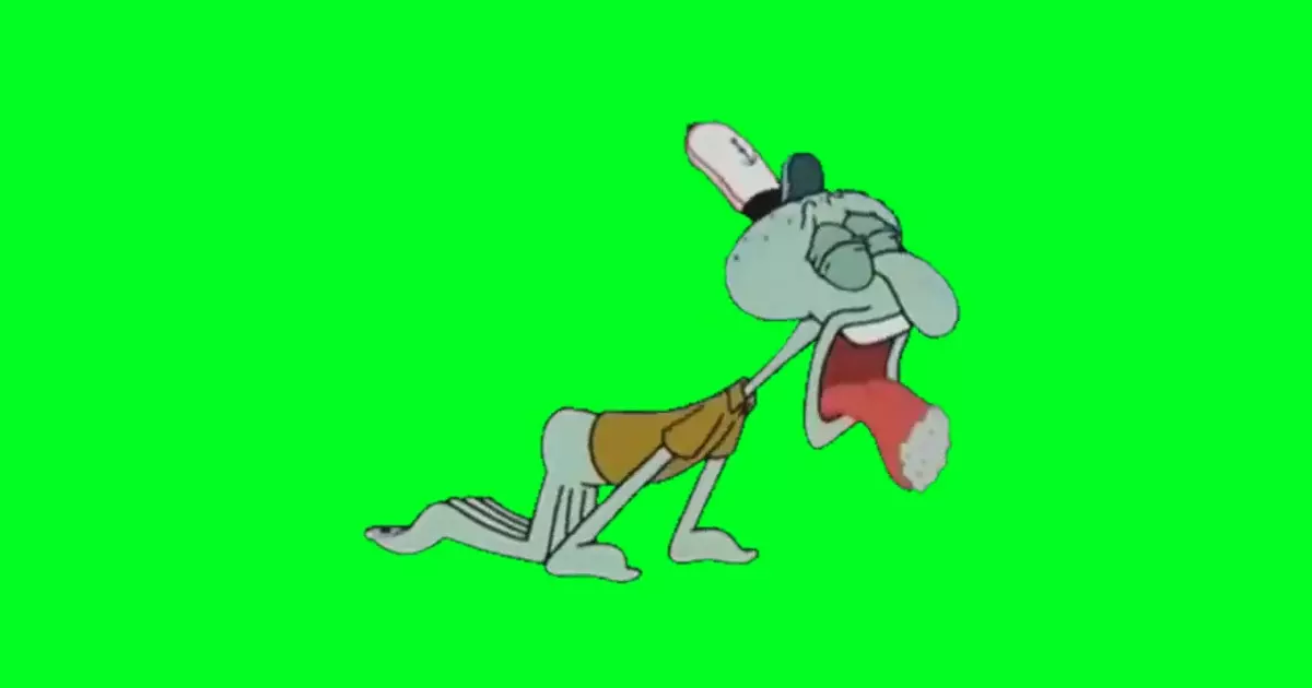 Spongebob Squidward Licking Sand Green Screen Meme Download Video